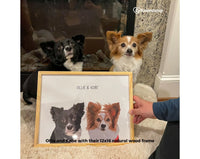 Thumbnail for Custom Pet Portrait - Two Dogs with their framed portrait - Furiendship