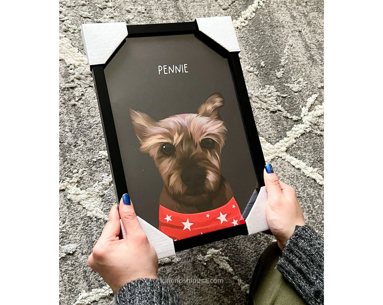 Furiendship Single Pet Digital Art Painting in a Frame