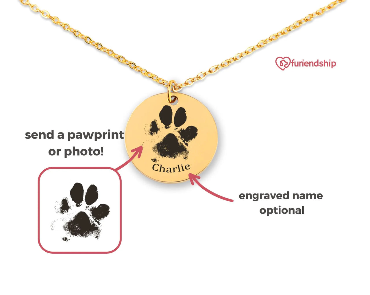 Custom Real Paw Print Necklace