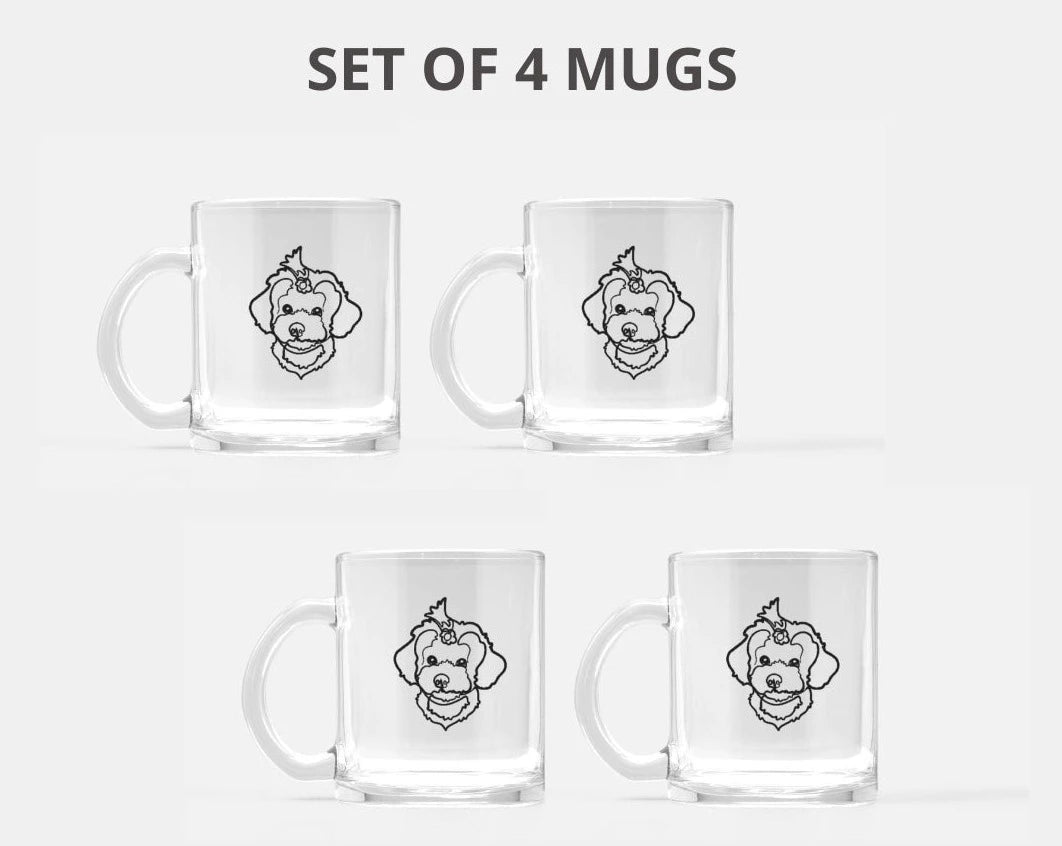 Furiendship - Custom Pet Glass Mug Set of 4