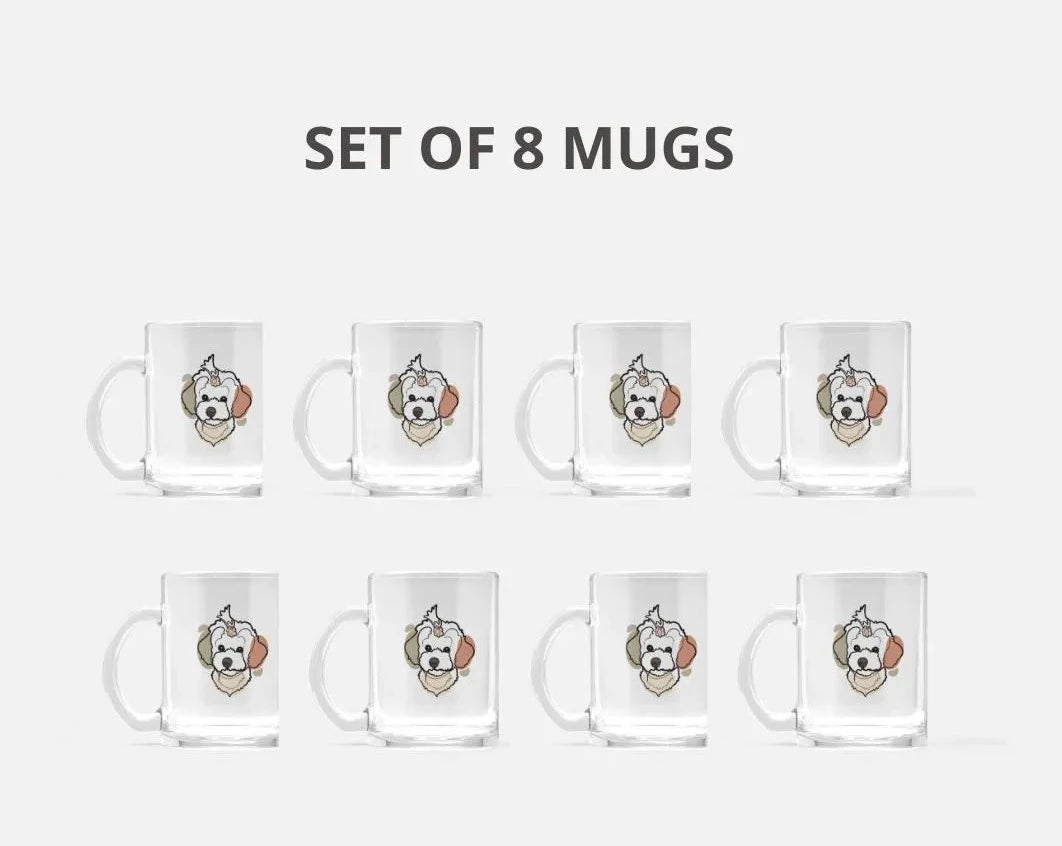 Furiendship - Custom Pet Glass Mug Set of 8 Watercolor