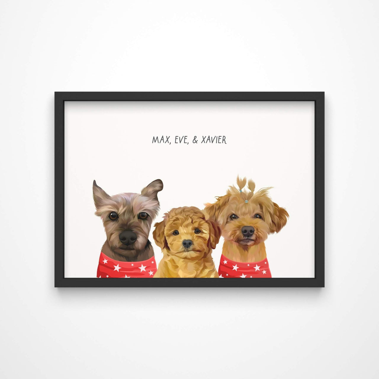 Custom Three Pet Portrait - Furiendship