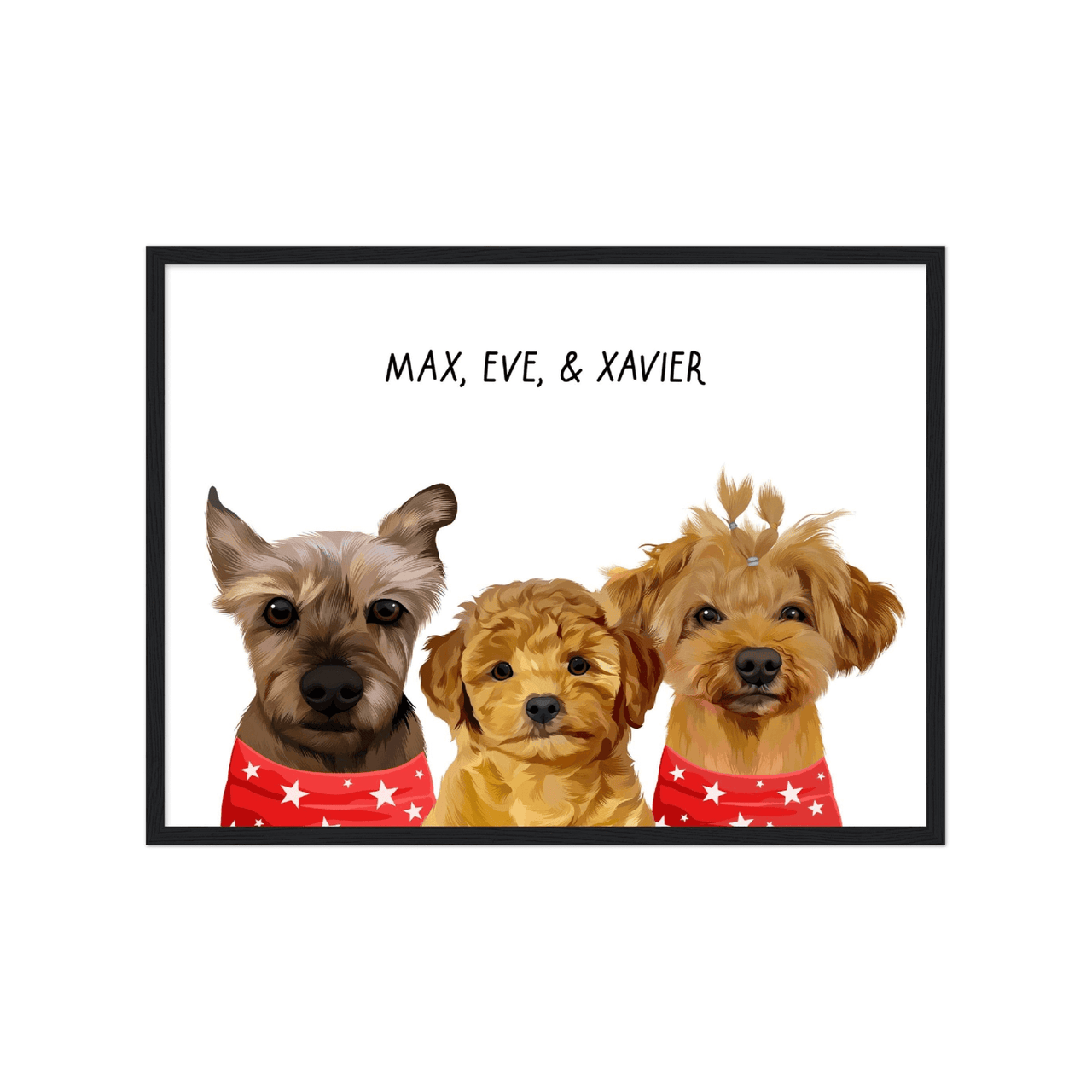 Custom Three Pet Portrait - Furiendship